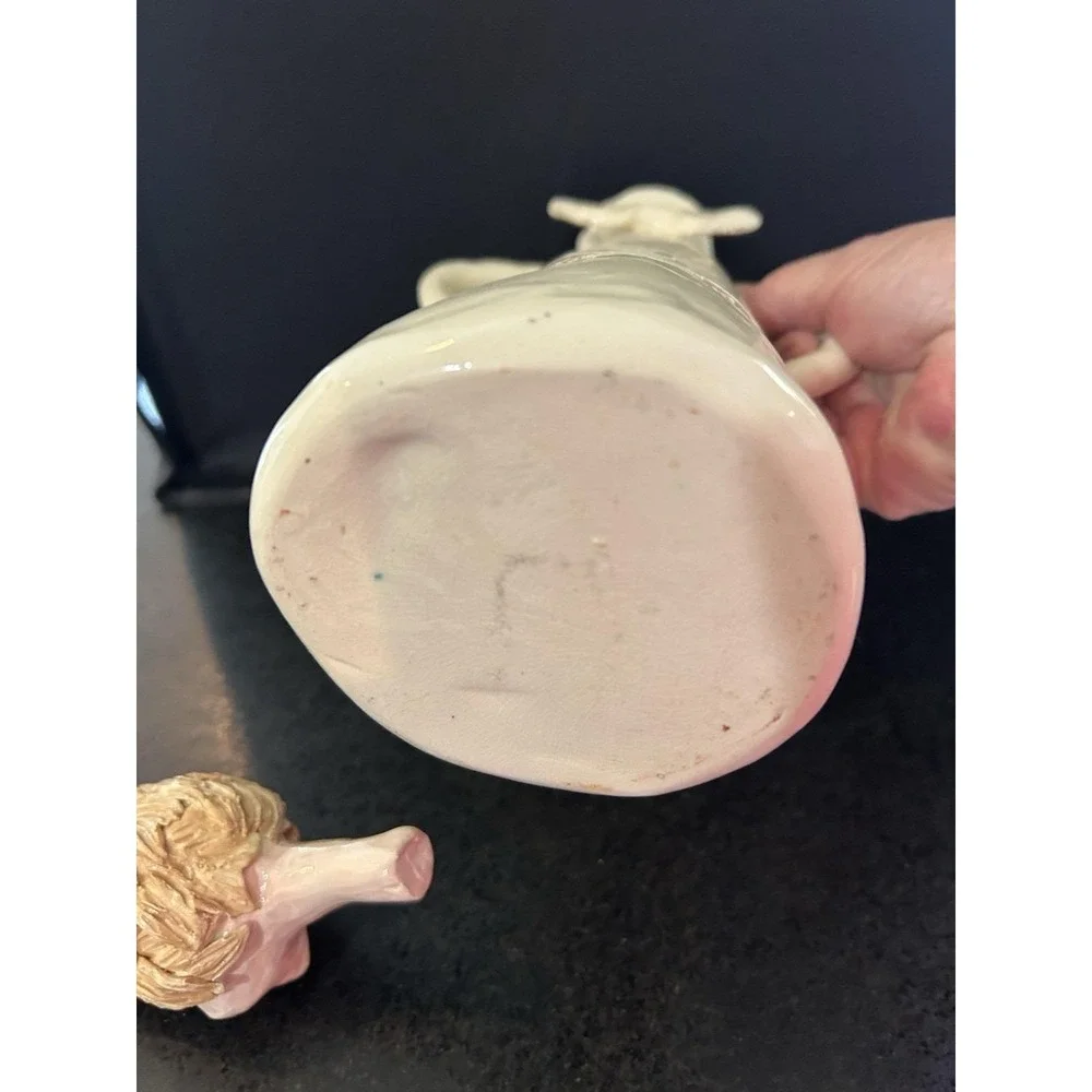 Olivia Boye Angel Ceramic 13in Hand Painted Ivory Pink Signed decanter